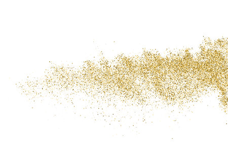 Gold Glitter Texture Isolated On White. Goldish Color Sequins. Golden Explosion Of Confetti. design element. Celebratory Background. Vector illustration, Eps 10.のイラスト素材