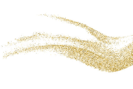 Gold Glitter Texture Isolated On White. Goldish Color Sequins. Golden Explosion Of Confetti. design element. Celebratory Background. Vector illustration, Eps 10.のイラスト素材