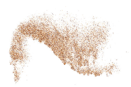 Coffee Color Grain Texture Isolated on White Background. Chocolate Shades Confetti. Brown Particles. Digitally Generated Image. Vector illustration, EPS 10.のイラスト素材