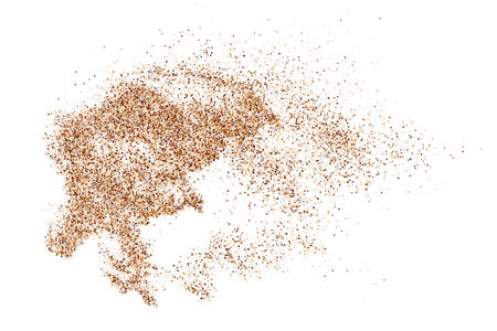 Coffee Color Grain Texture Isolated on White Background. Chocolate Shades Confetti. Brown Particles. Digitally Generated Image. Vector illustration, EPS 10.のイラスト素材