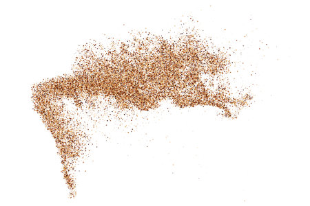 Coffee Color Grain Texture Isolated on White Background. Chocolate Shades Confetti. Brown Particles. Digitally Generated Image. Vector illustration, EPS 10.のイラスト素材