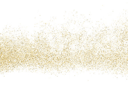 Gold Glitter Texture Isolated On White. Goldish Color Sequins. Golden Explosion Of Confetti. design element. Celebratory Background. Vector illustration, Eps 10.のイラスト素材