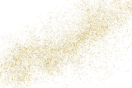 Gold Glitter Texture Isolated On White. Goldish Color Sequins. Golden Explosion Of Confetti. design element. Celebratory Background. Vector illustration, Eps 10.のイラスト素材