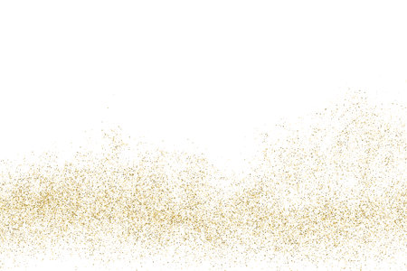 Gold Glitter Texture Isolated On White. Goldish Color Sequins. Golden Explosion Of Confetti. design element. Celebratory Background. Vector illustration, Eps 10.のイラスト素材