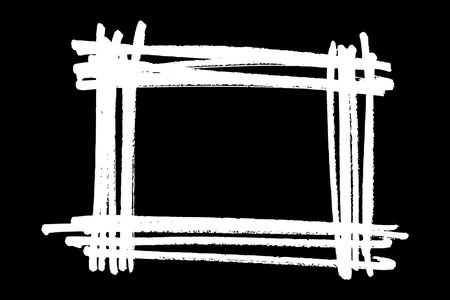 Frame hand drawn in chalk on black background. Monochrome stain element. digitally generated image. Vector illustration, Eps 10.のイラスト素材