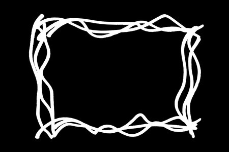 Frame hand drawn in chalk on black background. Monochrome stain element. digitally generated image. Vector illustration, Eps 10.のイラスト素材