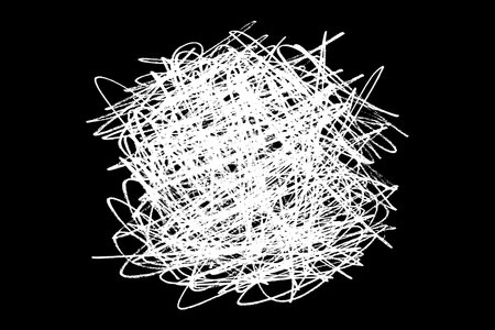 Scribble hand drawn in chalk on black background. Monochrome stain element. digitally generated image. Vector illustration, Eps 10.のイラスト素材