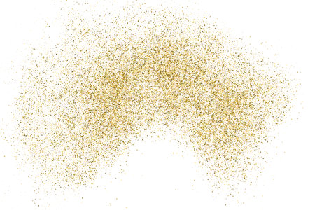 Gold Glitter Texture Isolated On White. Goldish Color Sequins. Golden Explosion Of Confetti. design element. Celebratory Background. Vector illustration, Eps 10.のイラスト素材
