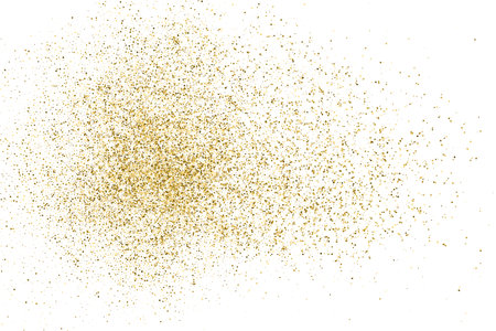 Gold Glitter Texture Isolated On White. Goldish Color Sequins. Golden Explosion Of Confetti. design element. Celebratory Background. Vector illustration, Eps 10.のイラスト素材