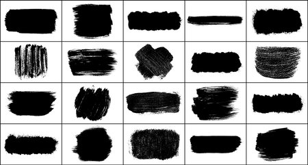Set of black brush strokes isolated on white. Ink splatter. paint drops. digitally generated image. Vector design elements, illustration, EPS 10.のイラスト素材