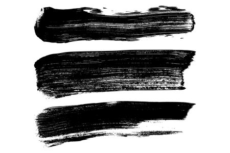 Set of black brush strokes isolated on white. Ink splatter. paint drops. digitally generated image. Vector design elements, illustration, EPS 10.のイラスト素材