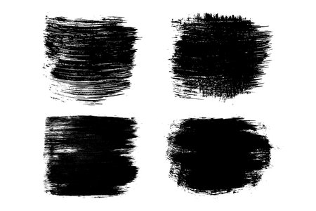 Set of black brush strokes isolated on white. Ink splatter. paint drops. digitally generated image. Vector design elements, illustration, EPS 10.のイラスト素材