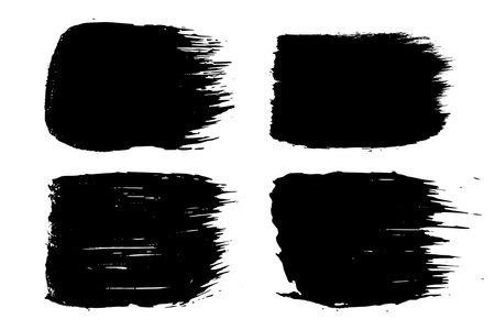 Set of black brush strokes isolated on white. Ink splatter. paint drops. digitally generated image. Vector design elements, illustration, EPS 10.のイラスト素材