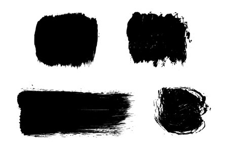 Set of black brush strokes isolated on white. Ink splatter. paint drops. digitally generated image. Vector design elements, illustration, EPS 10.のイラスト素材