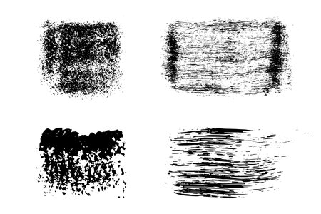 Set of black brush strokes isolated on white. Ink splatter. paint drops. digitally generated image. Vector design elements, illustration, EPS 10.のイラスト素材