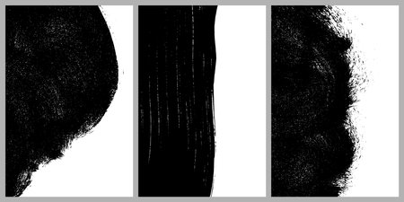 Set of banners with space for text. Black brush strokes isolated on white. Ink splatter. paint drops. Vector watercolor cover. poster design elements. abstract background. Illustration, EPS 10.のイラスト素材