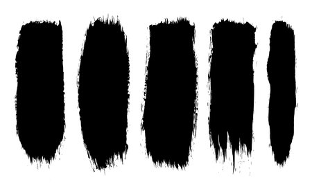 Set of black brush strokes isolated on white. Ink splatter. paint drops. digitally generated image. Vector design elements, illustration, EPS 10.のイラスト素材