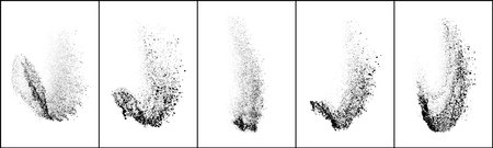 Set of explosion black grainy texture isolated on white background. Dust overlay textured. Dark noise particles. Grunge design elements. Vector illustration, Eps 10.のイラスト素材