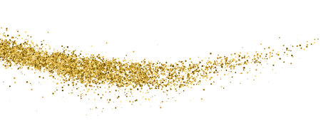 Gold Glitter Texture On White. Horizontal Long Banner For Site. Panoramic Celebratory Background. Golden Explosion Of Confetti. Vector illustration, Eps 10.のイラスト素材