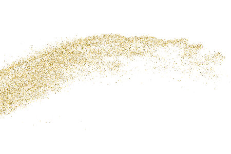 Gold Glitter Texture Isolated On White. Goldish Color Sequins. Golden Explosion Of Confetti. design element. Celebratory Background. Vector illustration, Eps 10.のイラスト素材
