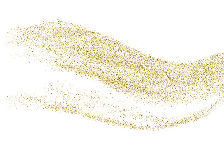 Gold Glitter Texture Isolated On White. Goldish Color Sequins. Golden Explosion Of Confetti. design element. Celebratory Background. Vector illustration, Eps 10.のイラスト素材