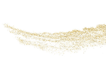 Gold Glitter Texture Isolated On White. Goldish Color Sequins. Golden Explosion Of Confetti. design element. Celebratory Background. Vector illustration, Eps 10.のイラスト素材