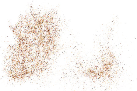 Coffee Color Grain Texture Isolated on White Background. Chocolate Shades Confetti. Brown Particles. Digitally Generated Image. Vector illustration, EPS 10.のイラスト素材