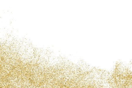 Gold Glitter Texture Isolated On White. Goldish Color Sequins. Golden Explosion Of Confetti. design element. Celebratory Background. Vector illustration, Eps 10.のイラスト素材