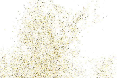 Gold Glitter Texture Isolated On White. Goldish Color Sequins. Celebratory Background. Golden Explosion Of Confetti. Vector illustration, Eps 10.のイラスト素材