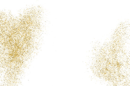 Gold Glitter Texture Isolated On White. Goldish Color Sequins. Golden Explosion Of Confetti. design element. Celebratory Background. Vector illustration, Eps 10.のイラスト素材