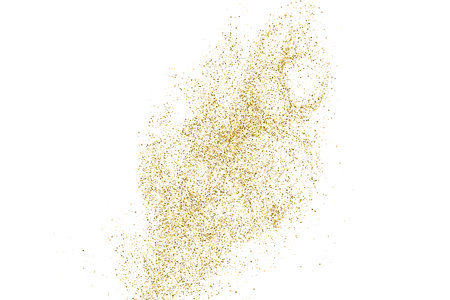 Gold Glitter Texture Isolated On White. Goldish Color Sequins. Golden Explosion Of Confetti. design element. Celebratory Background. Vector illustration, Eps 10.のイラスト素材