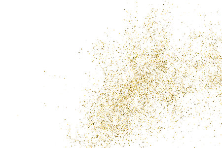 Gold Glitter Texture Isolated On White. Goldish Color Sequins. Celebratory Background. Golden Explosion Of Confetti. Vector illustration, Eps 10.のイラスト素材