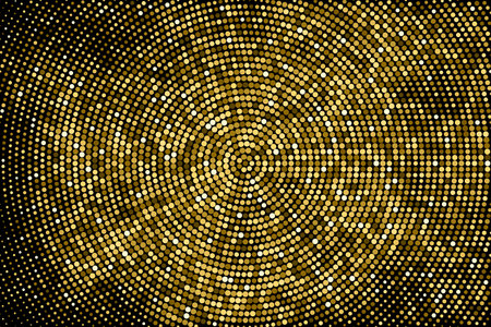 Gold Glitter Halftone Dotted Backdrop. Abstract Circular Retro Pattern. Pop Art Style Background. Golden Explosion Of Confetti. Digitally Generated Image. Vector illustration, Eps 10.のイラスト素材