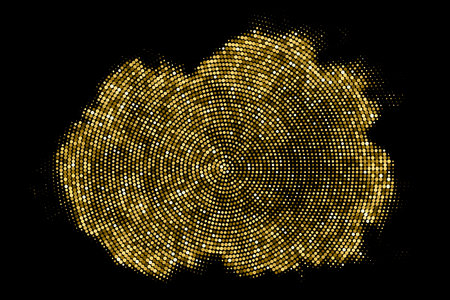 Gold Glitter Halftone Dotted Backdrop. Abstract Circular Retro Pattern. Pop Art Style Background. Golden Explosion Of Confetti. Digitally Generated Image. Vector illustration, Eps 10.のイラスト素材