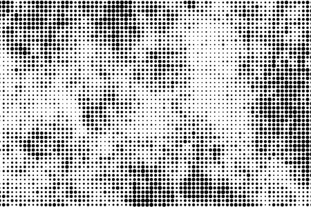 Black Halftone Texture On White Background. Modern Dotted Futuristic Backdrop. Fade Noise Overlay. Digitally Generated Image. Pop Art Style. Vector illustration, Eps 10.のイラスト素材
