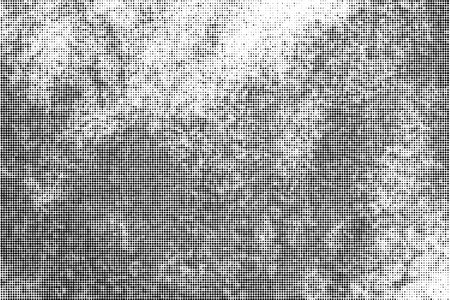 Black Halftone Texture On White Background. Modern Dotted Futuristic Backdrop. Fade Noise Overlay. Digitally Generated Image. Pop Art Style. Vector illustration, Eps 10.のイラスト素材