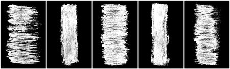 Set of scribble hand drawn in chalk on black background. Shabby white texture. Monochrome stain element. Rusted effect. digitally generated image. Vector illustration, Eps 10.のイラスト素材
