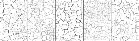 Set of cracks overlay textured. Distressed black texture. Dark grain texture on white background. grain noise particles. Rusted white effect. Grunge design elements. Vector illustration, EPS 10.のイラスト素材