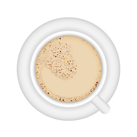Coffee cup close-up from above isolated on a white background. Vector design elements, illustration, Eps 10.のイラスト素材