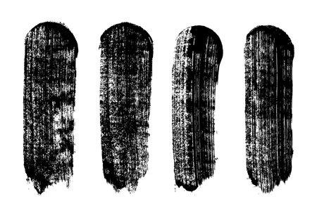 Set of ink black abstract paint stroke isolated on white background. paint drops. digitally generated image. Vector design elements, illustration, EPS 10.のイラスト素材