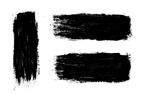 Set of ink black abstract paint stroke isolated on white background. paint drops. digitally generated image. Vector design elements, illustration, EPS 10.のイラスト素材