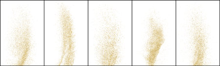 Set of Gold Glitter Texture Isolated On White. Amber Particle Color. Stardust background. Golden Explosion Of Confetti. Vector illustration, Eps 10.のイラスト素材