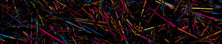 Abstract Explosion Of Confetti. Colorful Grainy Texture Isolated On Black. Colored Overlay Elements. panoramic background. Wide horizontal long banner. Vector illustration, Eps 10.のイラスト素材