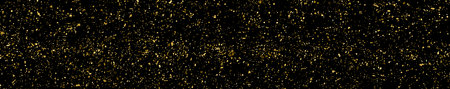 Gold Glitter Texture Isolated On Black. Abstract Golden Splashes. Wide Horizontal Long Banner. Panoramic Celebratory Background. Digitally Generated Image. Vector illustration, EPS 10.のイラスト素材
