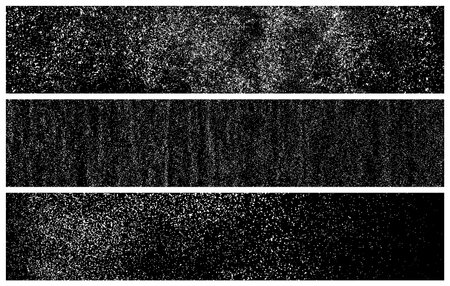 Set Of White Grainy Texture On Black. panoramic background. Wide Horizontal Long Banner For Site. Dust Overlay. Light Colored Noise Granules. Snow Vector Elements. Illustration, EPS 10.のイラスト素材