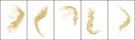 Set of Gold Glitter Texture Isolated On White. Amber Particle Color. Stardust background. Golden Explosion Of Confetti. Vector illustration, Eps 10.のイラスト素材