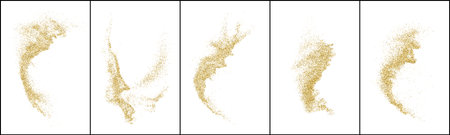 Set of Gold Glitter Texture Isolated On White. Amber Particle Color. Stardust background. Golden Explosion Of Confetti. Vector illustration, Eps 10.のイラスト素材