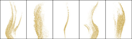 Set of Gold Glitter Texture Isolated On White. Amber Particle Color. Stardust background. Golden Explosion Of Confetti. Vector illustration, Eps 10.のイラスト素材