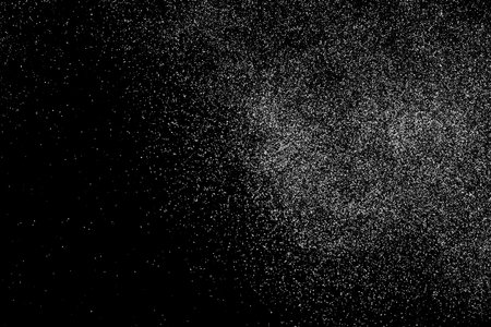 Abstract white grainy texture isolated on black background. Dust overlay textured. grain noise particles. snow effects. design element. Vector illustration, EPS 10.のイラスト素材