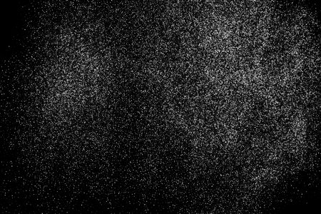 Abstract white grainy texture isolated on black background. Dust overlay textured. grain noise particles. snow effects. design element. Vector illustration, EPS 10.のイラスト素材